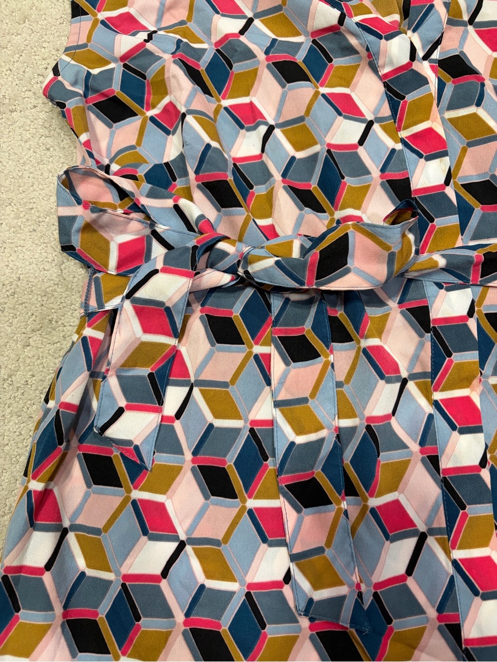 Motherhood Maternity Printed Geometric Tie-Waist Sleeveless Top Medium - Picture 4 of 5